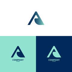 A simple and elegant Letter A logo, in a beautiful light blue and dark blue gradient color. suitable for strengthening your business identity
