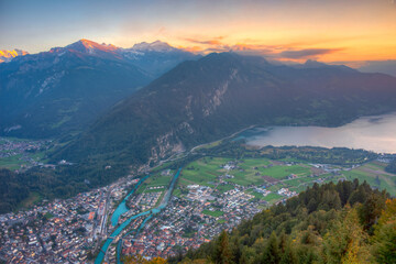 Sunset panorama view of Interlaken, Switzerland
