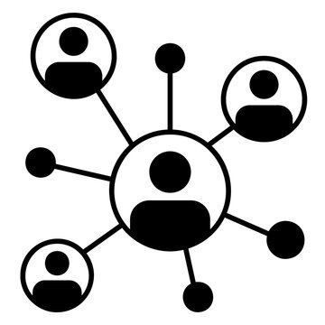 social network or work networking icon with people and diagrams