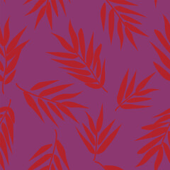 Fototapeta na wymiar Red Tropical Leaf Seamless Pattern Design