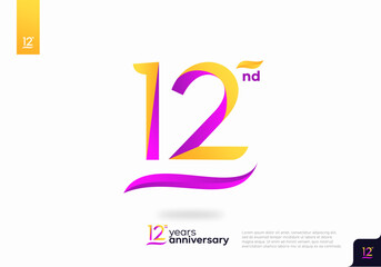Number 12 logo icon design, 12nd birthday logo number, 12nd anniversary.