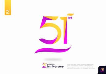 Number 51 logo icon design, 51st birthday logo number, 51st anniversary.