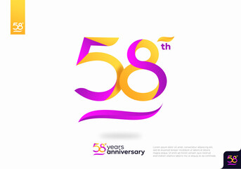 Number 58 logo icon design, 58th birthday logo number, 58th anniversary.