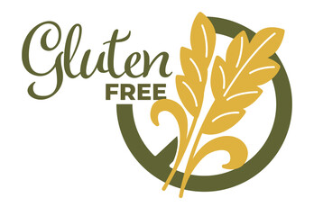 Obraz premium Vector illustration of gluten free words and cereal isolated on white.