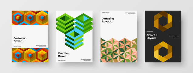 Trendy geometric pattern company cover layout collection. Amazing brochure vector design concept set.
