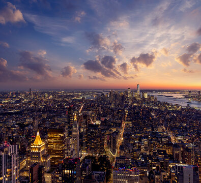 NYC skyline at sunset from Empire State Building