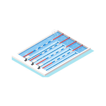 isometric swimming pool with blue water clip art preview