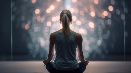 Fototapeta na wymiar Woman in a yoga pose, Zen meditation. Generative AI