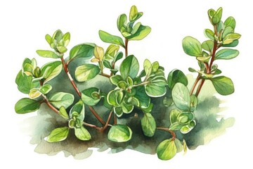 watercolor painting of a green leafy plant created with Generative AI technology