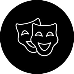 Theater Masks Line Inverted Icon