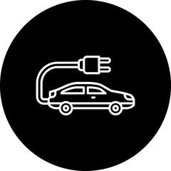 Electric Car Line Inverted Icon