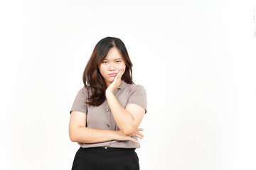 Suffering Toothache Gesture Of Beautiful Asian Woman Isolated On White Background