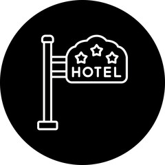 Hotel Sign Line Inverted Icon