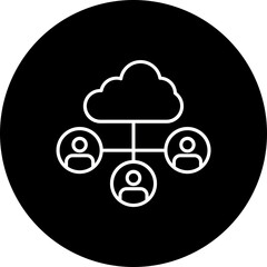 Cloud Sharing Line Inverted Icon