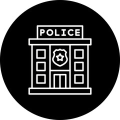 Police Station Line Inverted Icon