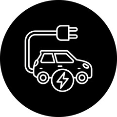 Electric Car Line Inverted Icon