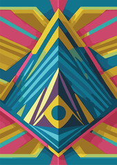 bstract geometric background design with neon Tosca color theme for various uses such as background, wallpaper, wall decoration, backdrop, ornament, cover, web design, template, book cover. Create a v