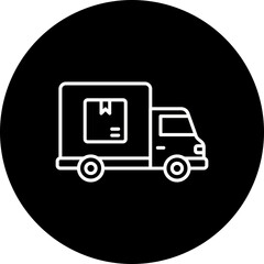 Delivery Truck Line Inverted Icon