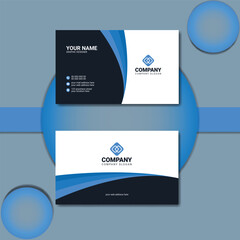 Corporate blue modern business card vector design. Creative modern business card template layout. Flat vector illustration