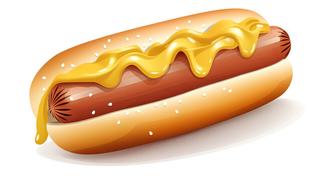 Hot Dog With Mustard On Transparent Background, Generative Ai