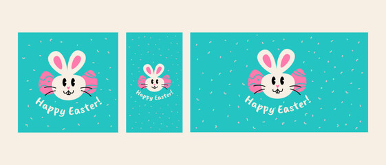 Cute Happy Easter Social Media Template Set