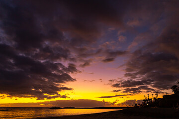 Sonnenuntergang am Strand Playa del Duque