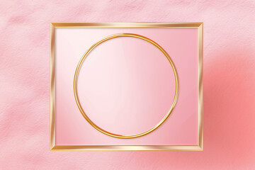 Golden frame on pink abstract background. Created with Generative AI Technology