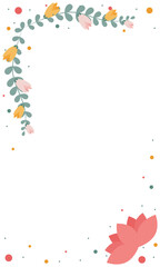 Abstract Floral art Frame, Spring, Summer,  Isolated, Background, Cover, Hand Drawn Elements, Corner, Foliage