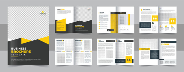 Business brochure template design, 12 page corporate brochure editable template layout, creative business brochure design