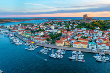 Sunset view of Swedish town Marstrand