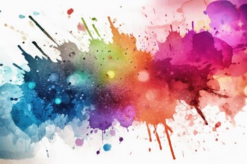 Fototapeta premium Illustration of colorful paint splatters on a white background created with Generative AI technology