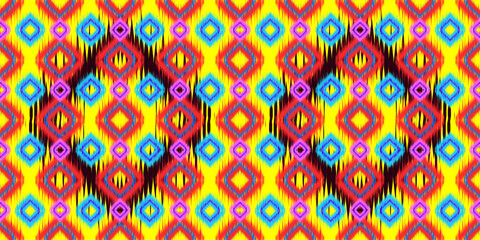 Geometric ethnic pattern seamless flower color oriental. seamless pattern. Design for fabric, curtain, background, carpet, wallpaper, clothing, wrapping, Batik, fabric,Vector illustration