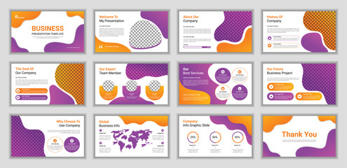 Creative business PowerPoint presentation slides template design. Use for modern keynote presentation background, brochure design, landing page, annual report, company profile concept