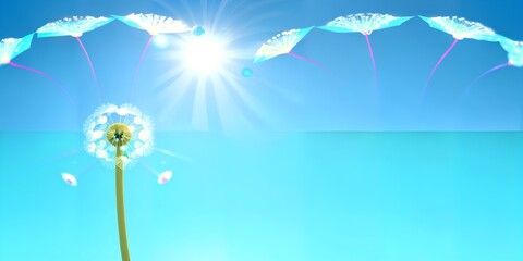 Obraz premium Photo of a vibrant yellow dandelion against a vivid blue sky