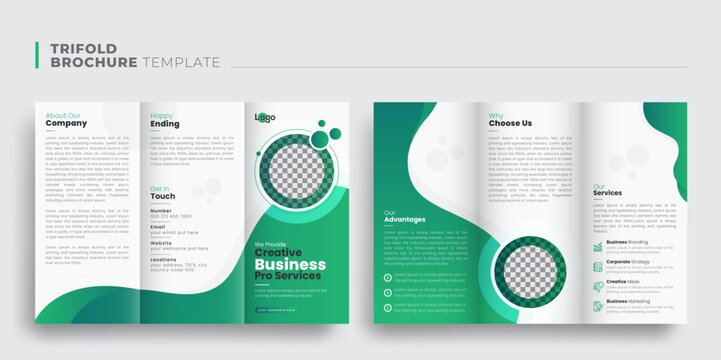 Trifold Brochure template design, Set of Modern Abstract minimal corporate business webinar conference trifold threefold brochure leaflet flyer template design