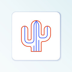 Obraz premium Line Cactus icon isolated on white background. Colorful outline concept. Vector