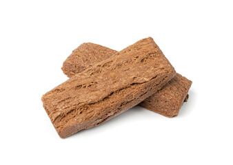 Chocolate Halva Pieces Isolated, Sunflower Halawa, Halvah or Halwa on White Background
