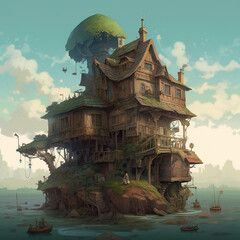 Old fairy tale house. Generated AI.