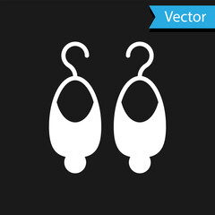 White Earrings icon isolated on black background. Jewelry accessories. Vector