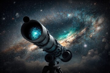 A telescope zooming in on distant stars and galaxies Generative AI