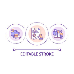 International supply chain law issues loop concept icon. Distribution disruption causes abstract idea thin line illustration. Isolated outline drawing. Editable stroke. Arial font used