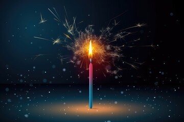 Birthday candle with a sparkler on top for an extra festive touch. Generative AI
