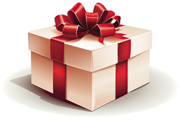 Birthday present with a big, red bow. Generative AI