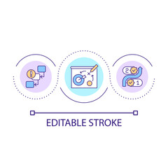 Fototapeta premium Choose goals and priorities loop concept icon. Build business strategy. Corporate roadmap abstract idea thin line illustration. Isolated outline drawing. Editable stroke. Arial font used