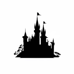 castle logo icon. Silhouette of historic building. Generated AI..