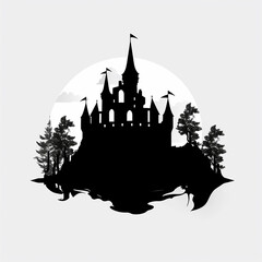 castle logo icon. Silhouette of historic building. Generated AI..