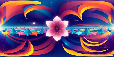 Photo of a digitally painted flower with a celestial background
