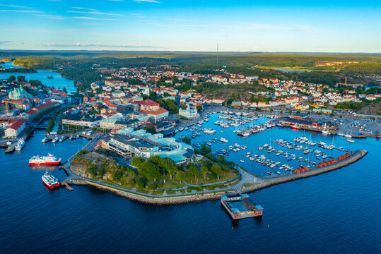 Sunset view of Swedish town Str&ouml;mstad