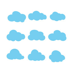 Cloud. Abstract blue cloudy set isolated on white background. Vector illustration.