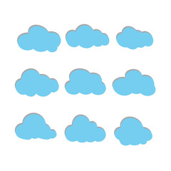 Cloud. Abstract blue cloudy set isolated on white background. Vector illustration.